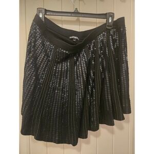 Express Black Sequin Circle Skirt